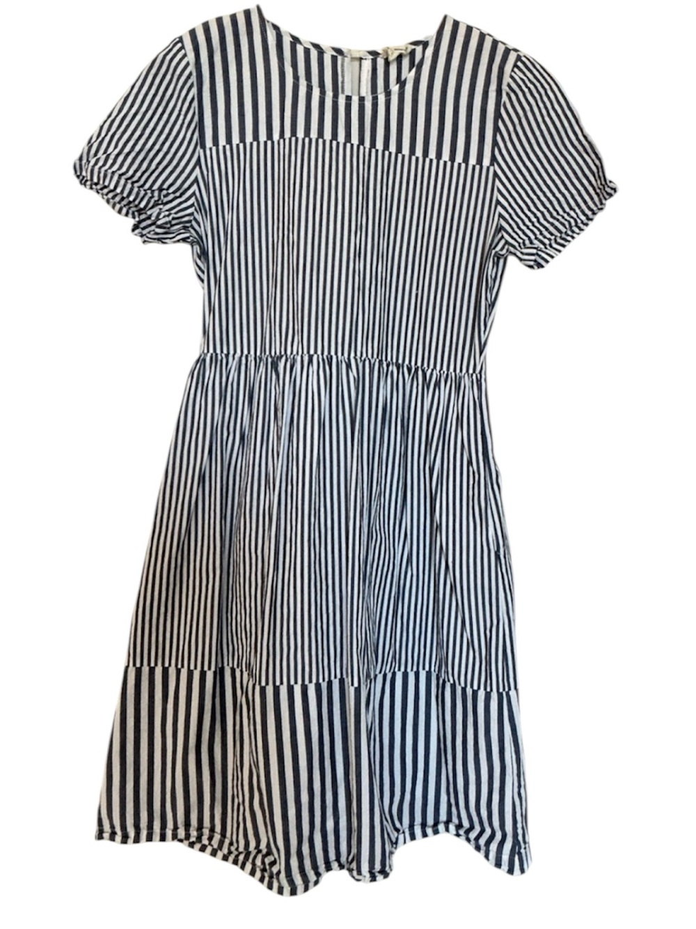 mo:vint Striped Cotton Midi Dress‎ Blue White Medium